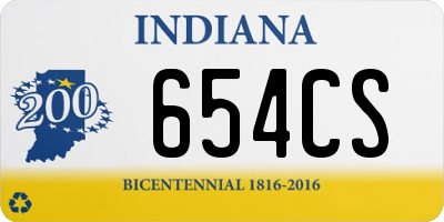 IN license plate 654CS