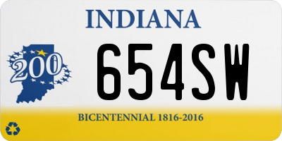 IN license plate 654SW