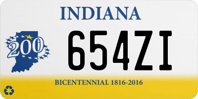 IN license plate 654ZI