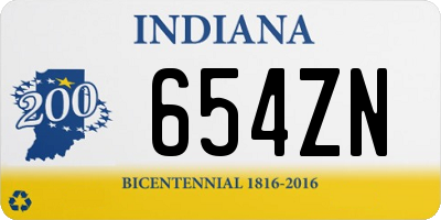 IN license plate 654ZN