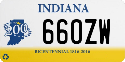 IN license plate 660ZW