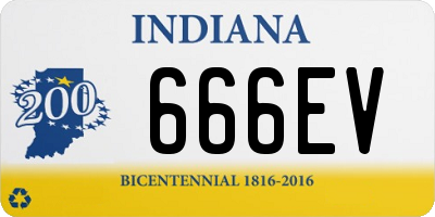 IN license plate 666EV