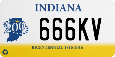 IN license plate 666KV