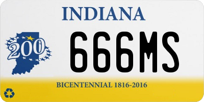 IN license plate 666MS
