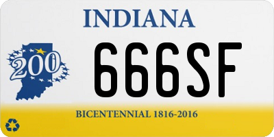 IN license plate 666SF