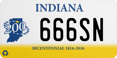 IN license plate 666SN