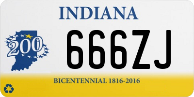 IN license plate 666ZJ