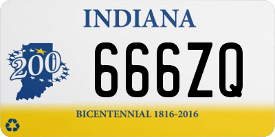 IN license plate 666ZQ