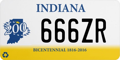 IN license plate 666ZR