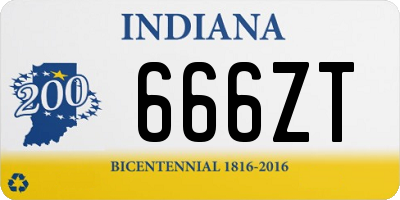 IN license plate 666ZT