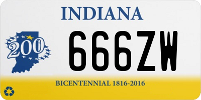 IN license plate 666ZW