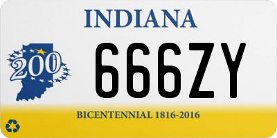 IN license plate 666ZY