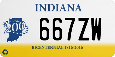 IN license plate 667ZW