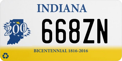 IN license plate 668ZN