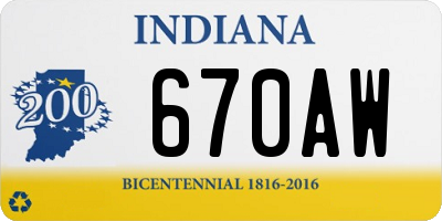 IN license plate 670AW