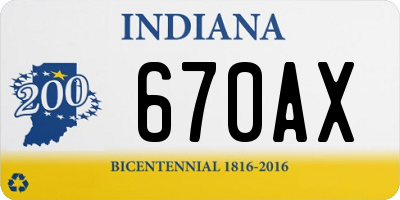 IN license plate 670AX