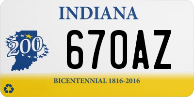 IN license plate 670AZ