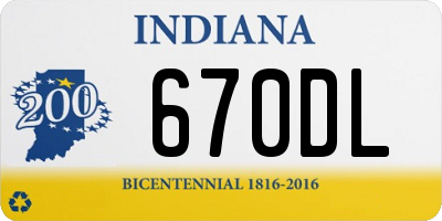 IN license plate 670DL
