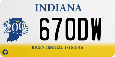 IN license plate 670DW