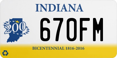 IN license plate 670FM