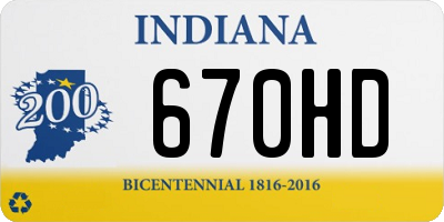 IN license plate 670HD