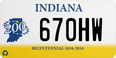 IN license plate 670HW