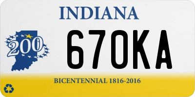 IN license plate 670KA