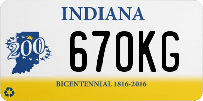 IN license plate 670KG