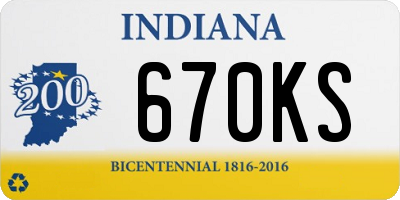 IN license plate 670KS