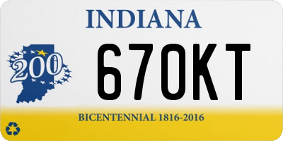 IN license plate 670KT