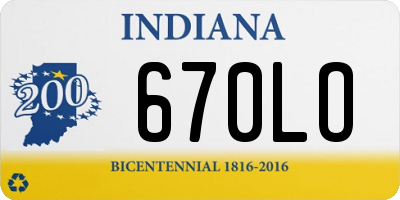 IN license plate 670LO