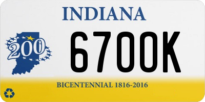 IN license plate 670OK