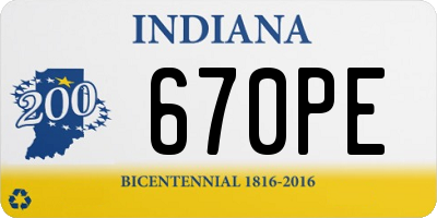 IN license plate 670PE