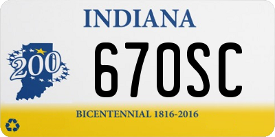 IN license plate 670SC