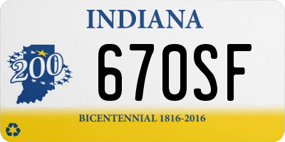 IN license plate 670SF