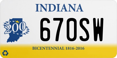 IN license plate 670SW