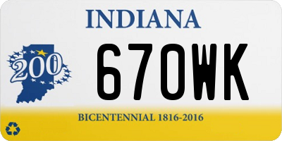 IN license plate 670WK