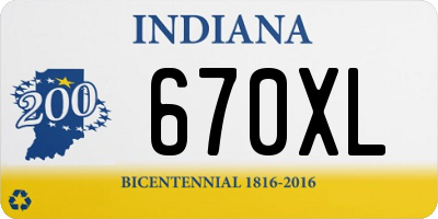 IN license plate 670XL