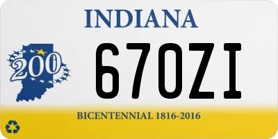 IN license plate 670ZI