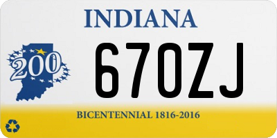 IN license plate 670ZJ