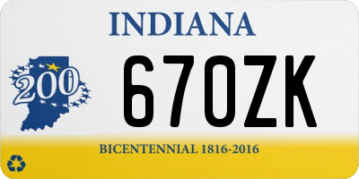 IN license plate 670ZK