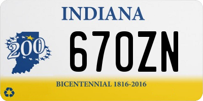 IN license plate 670ZN