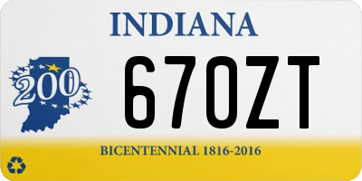 IN license plate 670ZT