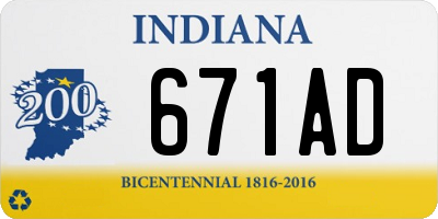 IN license plate 671AD