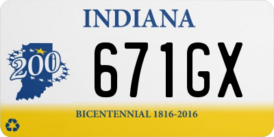 IN license plate 671GX