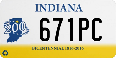 IN license plate 671PC