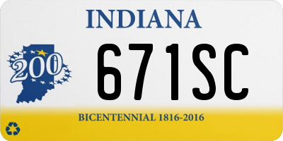 IN license plate 671SC