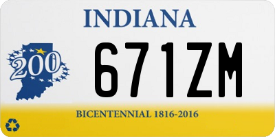 IN license plate 671ZM