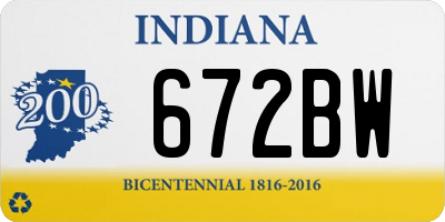 IN license plate 672BW