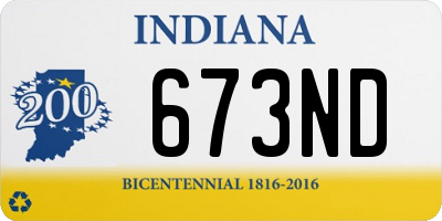 IN license plate 673ND